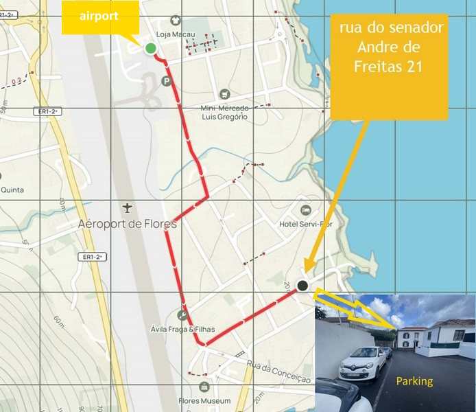 plan du trajet aéroport-hébergement